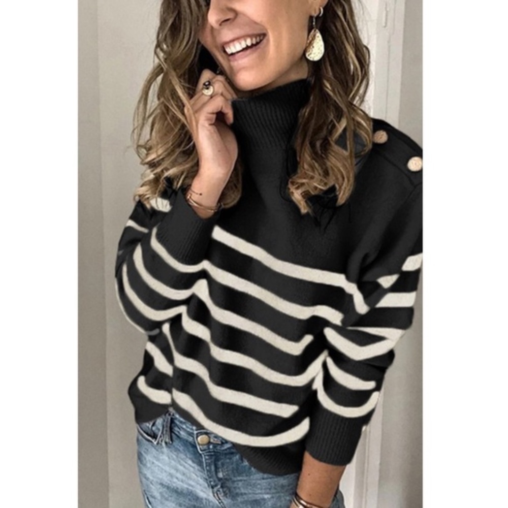 Turtle neck striped knit sweater - Picture 5 of 5